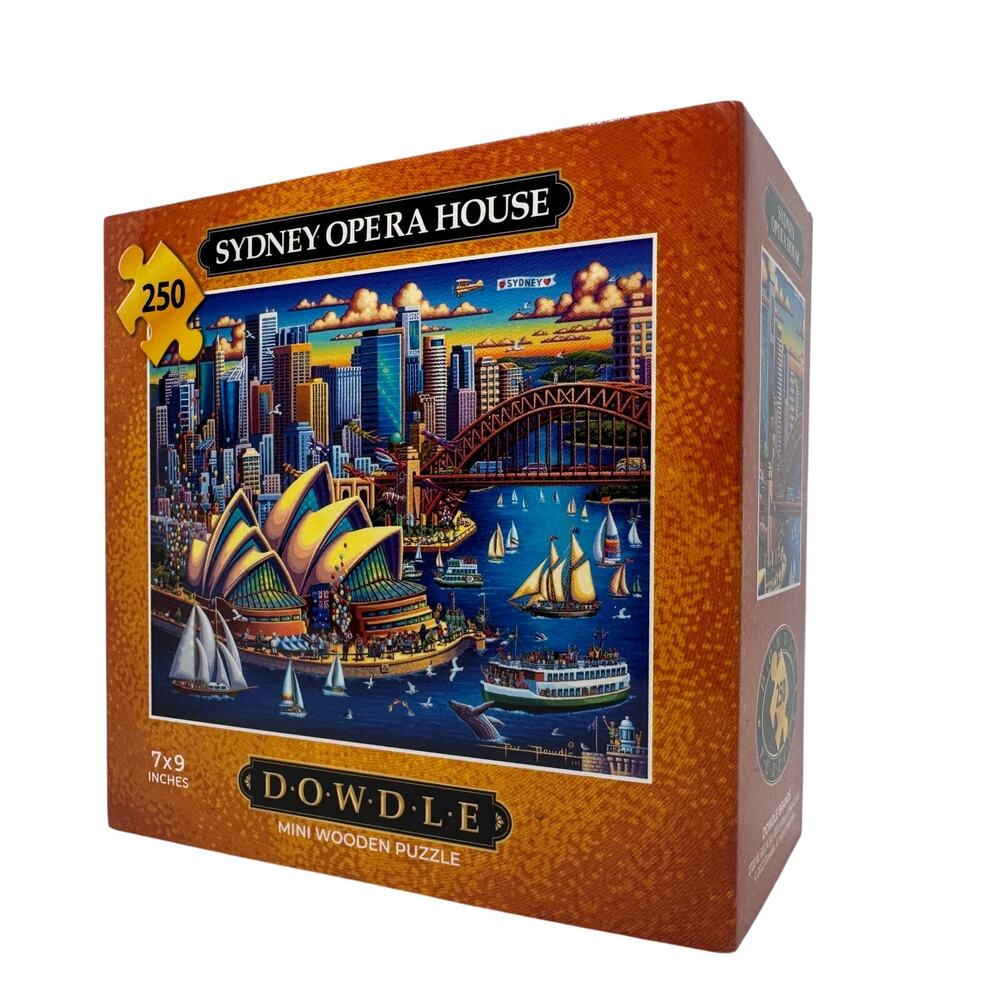 Dowdle Sydney Opera House Mini Wooden Puzzle 250 Pieces 7x9 With Box & Poster